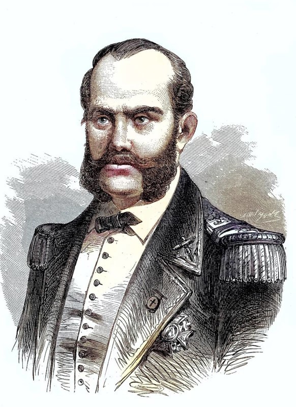 Juan Bautista Topete y Carballo (24 May 1821 - 31 October 1885 in Madrid) was a Spanish admiral and politician, Historical, digitally restored reproduction of a 19th century original