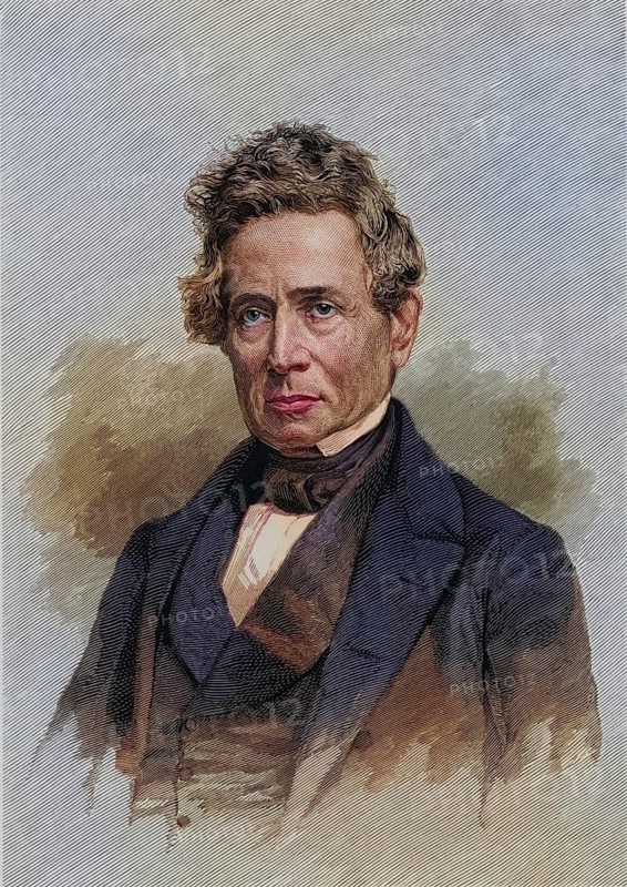 Denison Olmsted (1791-1859), American physicist and astronomer, known for his observations of hail, meteors and auroras. Copperplate engraving, 1896, Historic, digitally restored reproduction from a 19th century original, Record date not stated
