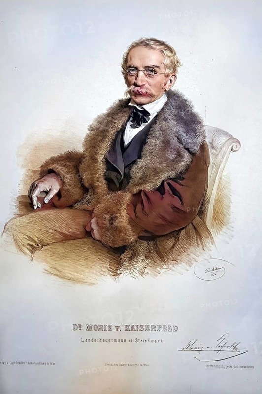 Moritz Blagatinschegg Edler von Kaiserfeld (born 24 January 1811 at Mannsberg Castle near Pettau, died 14 February 1885 at Birkenstein Castle near Birkfeld) was an Austrian politician of the Habsburg Monarchy, Historical, digitally restored reproduction from a 19th century original, Record date not stated