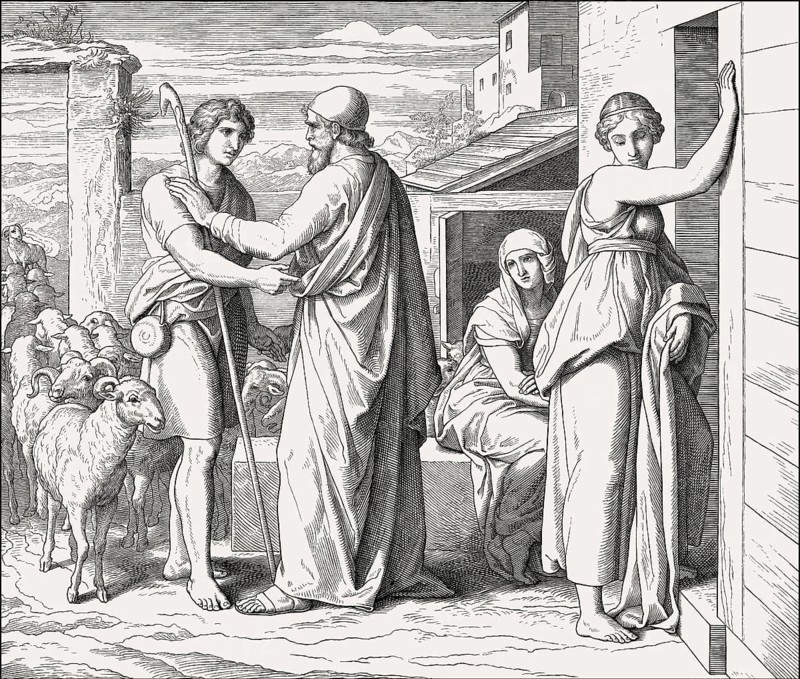 Jacob works for Laban, Old Testament, by Julius Schnorr von Carolsfeld, 1860