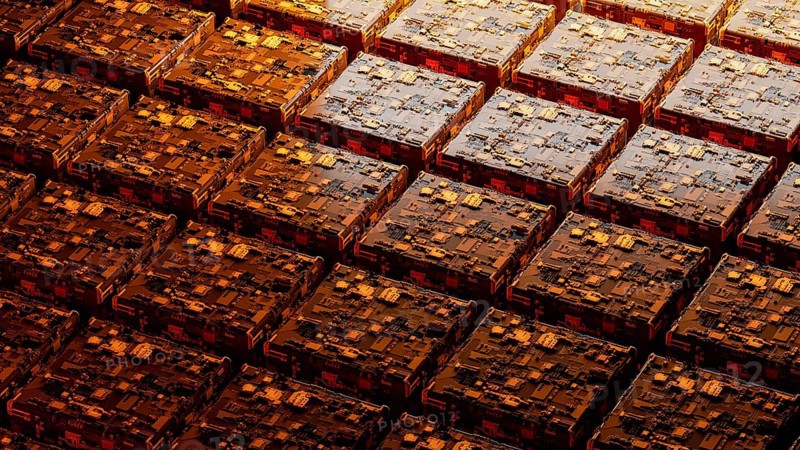 This background showcases a complex arrangement of abstract circuitry, with warm orange hues and intricate patterns that evoke a sense of advanced technology and innovation