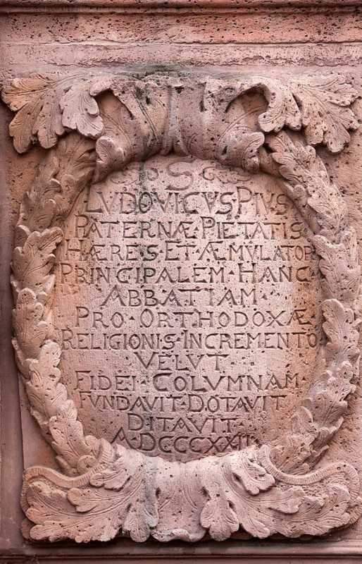 Louis the Pious, 778-840, also called the Fair, and the Debonaire, Abbey Castle Corvey in Hoexter, Weserbergland, North Rhine Westphalia, Germany, Europe, Ludwig I. oder Ludwig der Fromme, ehemalige Abtei und Schloss Corvey in Höxter, Weserbergland, Nordrhein-Westfalen, Deutschland, Europa