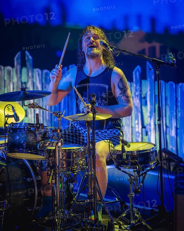 Sascha Madsen, drummer of Madsen live at Heute Nacht! 20th anniversary album debut tour in Berlin's Columbiahalle on 12/04/2025