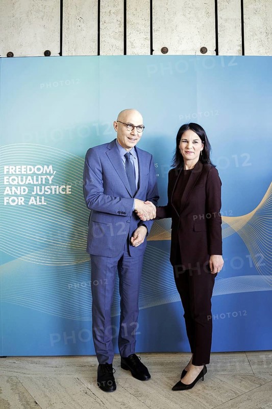 Annalena Bärbock, Federal Foreign Minister, meets Volker Türk, United Nations High Commissioner for Human Rights, for talks on the sidelines of the 55th session of the UN Human Rights Council in Geneva, 26 February 2024. Photographed on behalf of the Federal Foreign Office