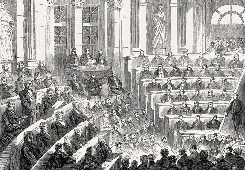 Achille Léonce Victor Charles, 3rd Duke of Broglie, arrives at the Académie française, Paris, 19th century