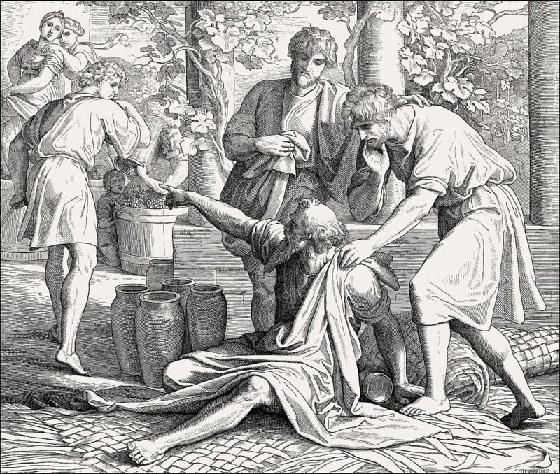 Noah Curses Ham, Old Testament, by Julius Schnorr von Carolsfeld, 1860