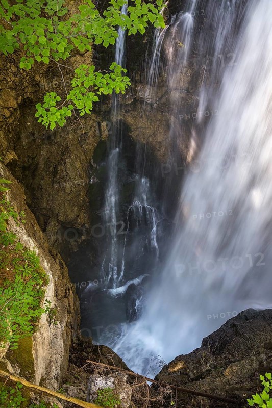 Flowing water of the Schwarzbach creek, Golling Waterfall, Golling an der Salzach