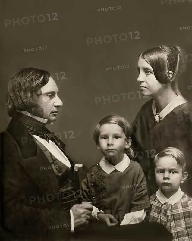 Longfellow Family, Henry Wadsworth Longfellow, 1807 – 1882, American poet, digitally edited according to a photograph, 1849