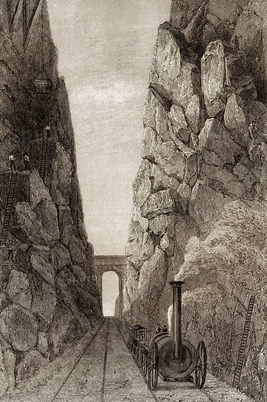 Einschnitt Olive Mount, Liverpool and Manchester Railway, England, 19. Jahrhundert