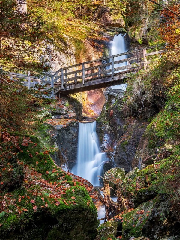 The Hochfall, waterfall near Bodenmais, Bavarian Forest, Lower Bavaria, Bavaria, Germany
