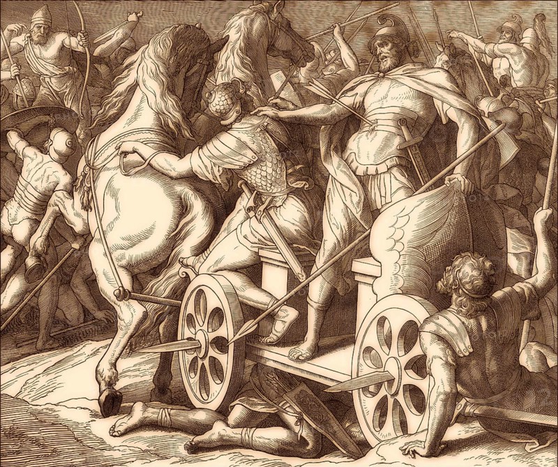 Death of Ahab, Old Testament, by Julius Schnorr von Carolsfeld