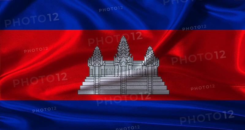 National flag of Cambodia with cloth texture. Cambodia flag with realistic texture background