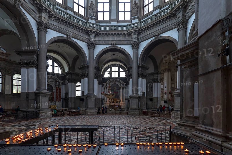 Interior of the Baroque church of Santa Maria della Salute, 17th century, Dorsoduro district, Venice, Veneto, Italy