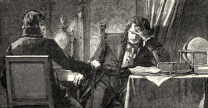 ACT III., SCENE II., Duke, Secretary, scene from THE NATURAL DAUGHTER, DIE NATÜRLICHE TOCHTER, by Johann Wolfgang von Goethe
