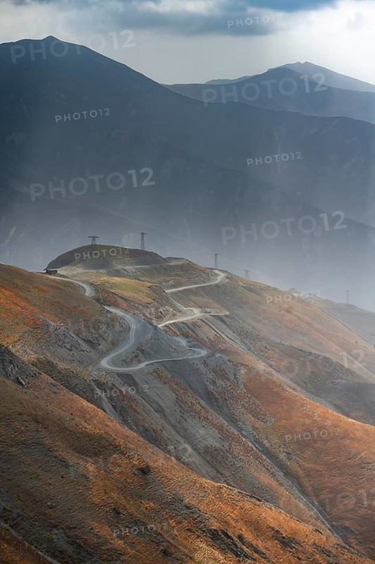 Mountain road, mountain pass from Kazarman to Jalalabad, Naryn region, Kyrgyzstan