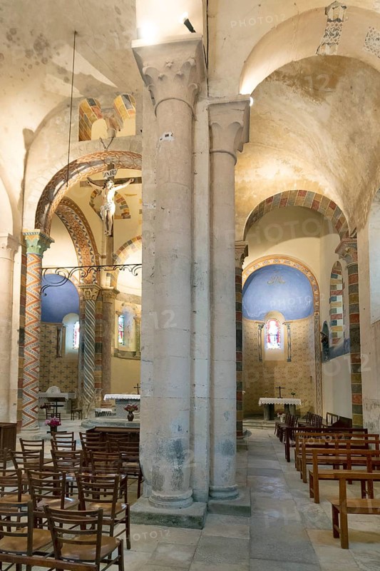 Biozat painted church. Chuch Saint Symphorien. Allier department, Auvergne Rhone Alpes, France