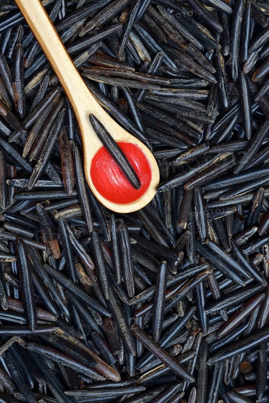 Rice, black wild rice from Canada, North America