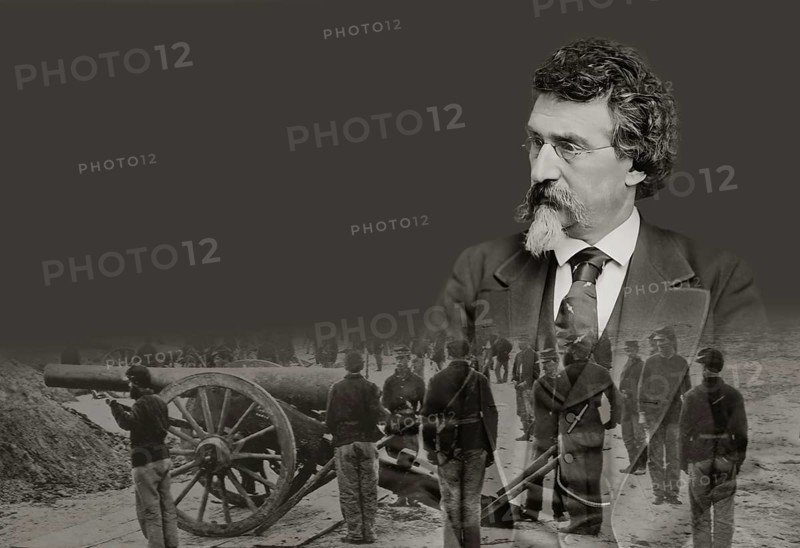 Mathew B. Brady, 1823 – 1896, early American photographer, scene of the Civil War, digitally altered