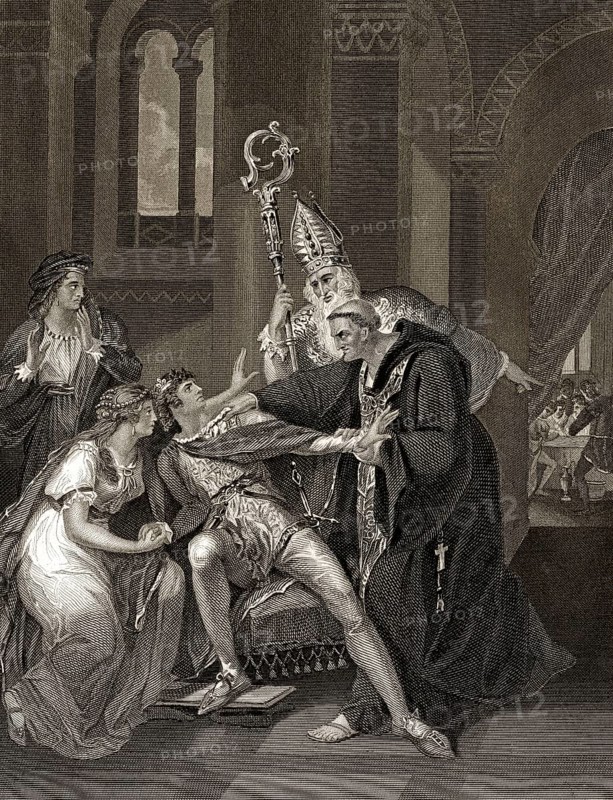 Edwy All-Fair oder Eadwig, ca. 941-959 n. Chr., König von England und Königin Elgiva, ergriffen von Erzbischof Odo und Dunstan, der Edgar zur Rebellion gegen seinen Bruder anstiftete
