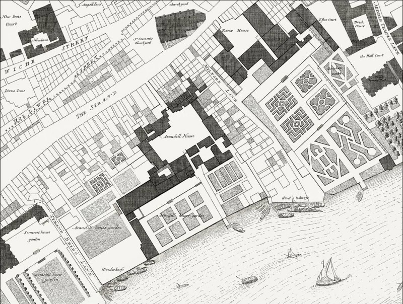 Plan of Arundel and Essex Houses, London, UK, Hollar, 1647