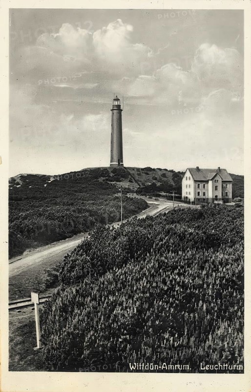 Historical postcard, picture postcard, lighthouse of Wittdün-Amrun, North Frisia, Schleswig-Holstein, Germany, digitally enhanced reproduction of an original from around 1900, picture postcard