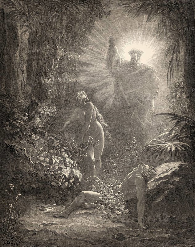 The Creation of Eve, Old Testament, woodcut by Gustave Doré