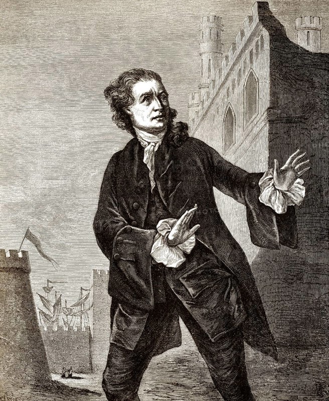 David Garrick, 1717-1779, ein englischer Schauspieler, als Hamlet