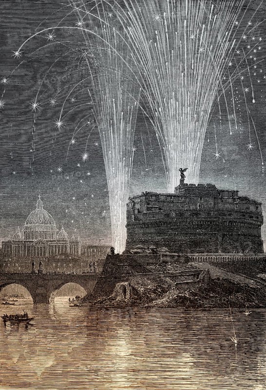 Easter fireworks, Rome, Italy, 19th Century