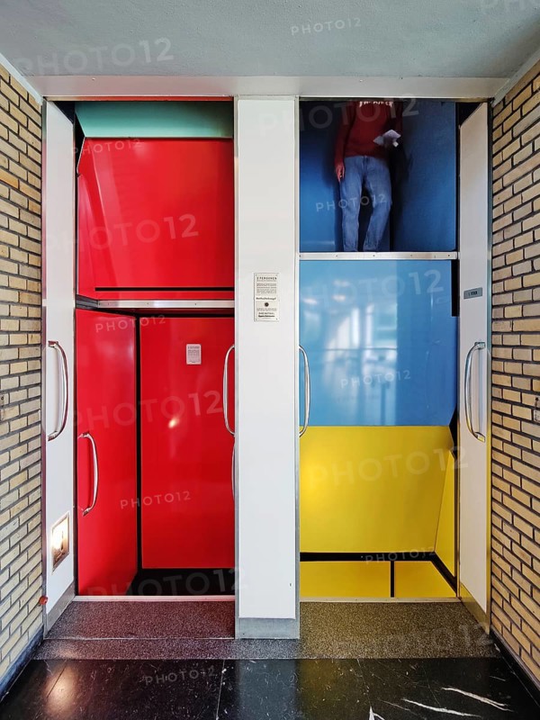 Paternoster lift in the heritage-protected town hall of Lünen, Ruhr area, North Rhine-Westphalia, Germany