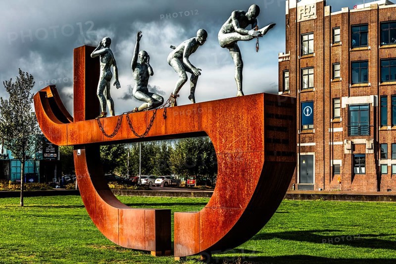Slavernijmonument, slavery memorial commemorates the city's role in the transatlantic slave trade and was inaugurated in 2013 to mark the 150th anniversary of the abolition of slavery in the Dutch colonies, Lloydkade, Rotterdam, the Netherlands