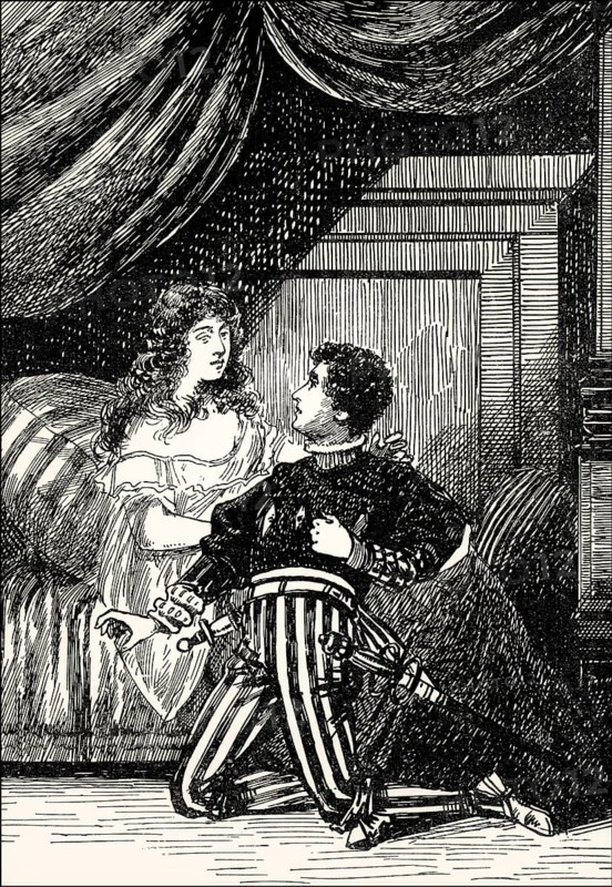Scene from Götz von Berlichingen, Adelheid von Walldorf with Franz, drama by Johann Wolfgang von Goethe