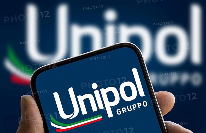 Unipol gruppo logo is displayed on smartphone. Unipol Gruppo S.p.A. is an Italian financial services holding company