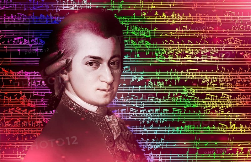 Wolfgang Amadeus Mozart, 1756 – 1791, composer of classical music, First Viennese School, notesheet from Allegro and Andante, Fantasy in F minor for mechanical organ, KV 608, 1791, digitally edited