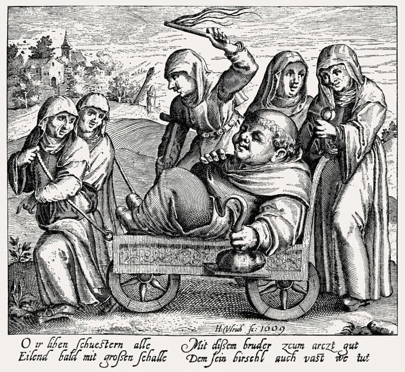 Caricature of the intemperate life of the monks and nuns, Reformation period