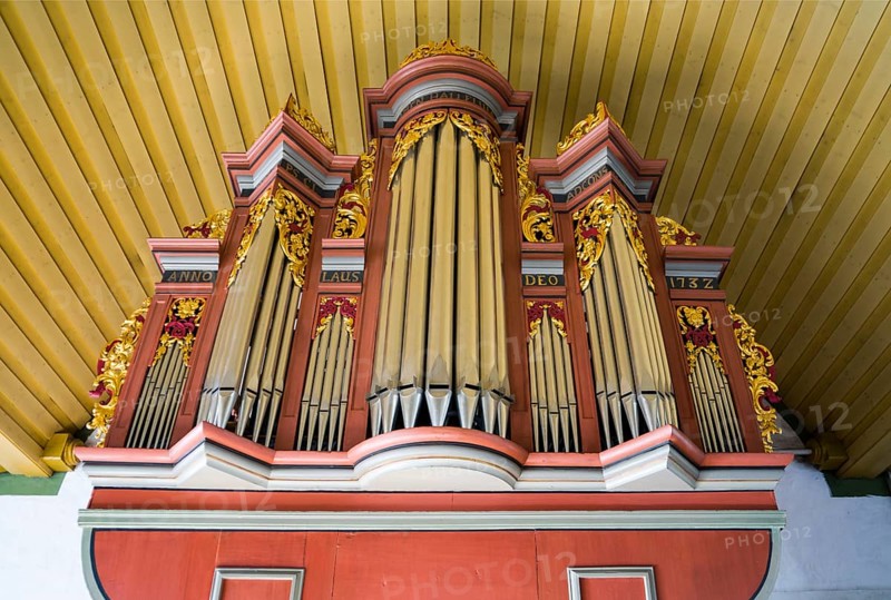 Protestant city church, Baroque organ from 1732, Helmarshausen, Bad Karlshafen, Hesse, Germany