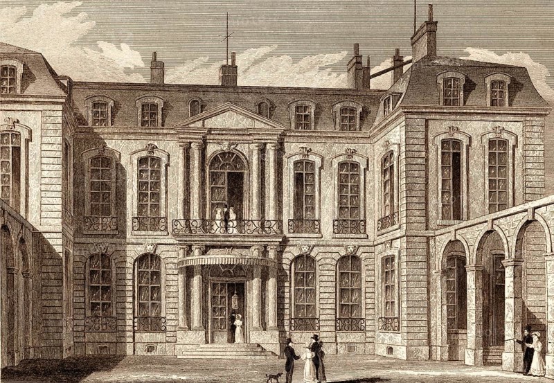 Hôtel de Charost, Paris, antique steel engraved print, 1831