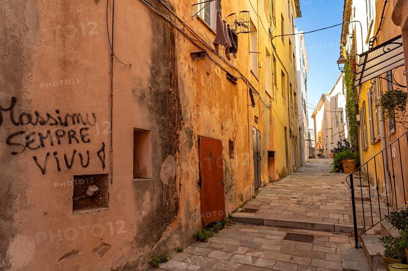 Alley in the old town of Bastia, Corsica, France