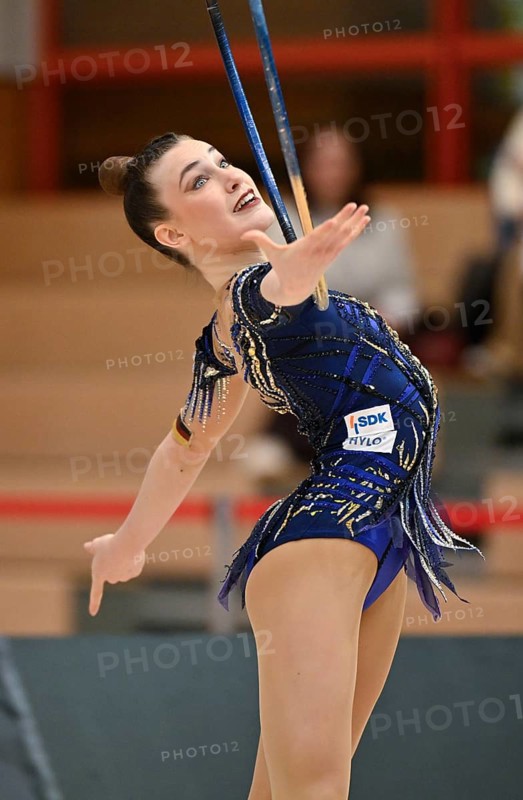 Darja Varfolomeev GER with handheld tire action rhythmic gymnastics RSG gymnastics Schmiden International 2026, Fellbach, Baden-Württemberg, Germany