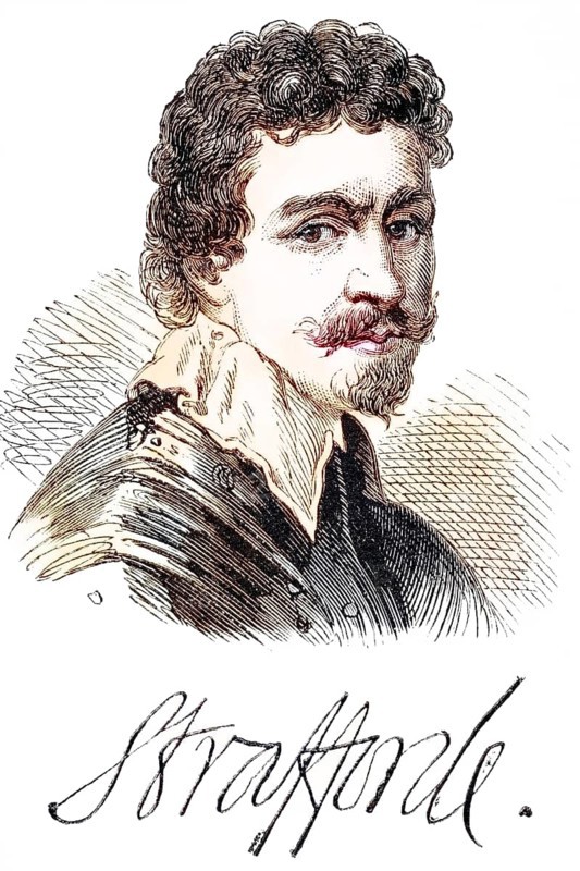 Sir Thomas Wentworth, 1st Earl of Strafford, 1593-1641, Baron of Raby, also known as Sir Thomas Wentworth, Baron of Newmarch and Oversley. Portrait and signature, Historical, digitally restored reproduction from a 19th century original, Record date not stated