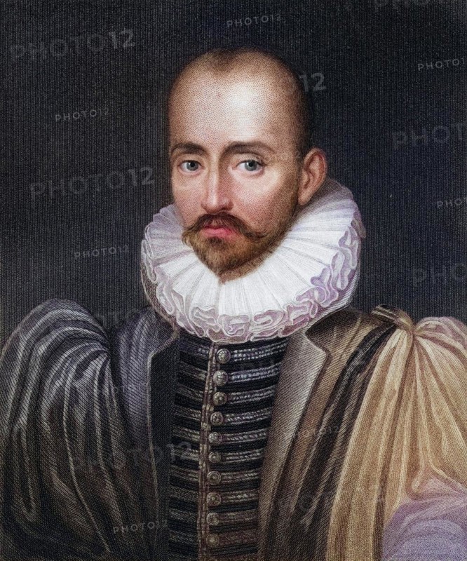 Michel Eyquem de Montaigne 1533-1592, French writer. From the book Gallery of Portraits, published in 1833, Historical, digitally restored reproduction from a 19th century original, Record date not stated