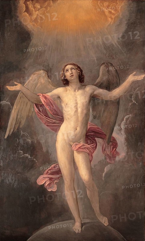 Painting, Reproduction of the painting, Work of art, Historical, Guido Reni, called il Guido or il divino Guido (b. 4 November 1575 in Bologna, d. 18. August 1642) Italian painter, fresco artist and etcher of the Bolognese school, main representative of a baroque classicism in painting, here the work:, Blessed Soul (between 1640 and 1642), Blessed Soul (between 1640 and 1642), Angel with outstretched wings under a radiant light in a spiritual context