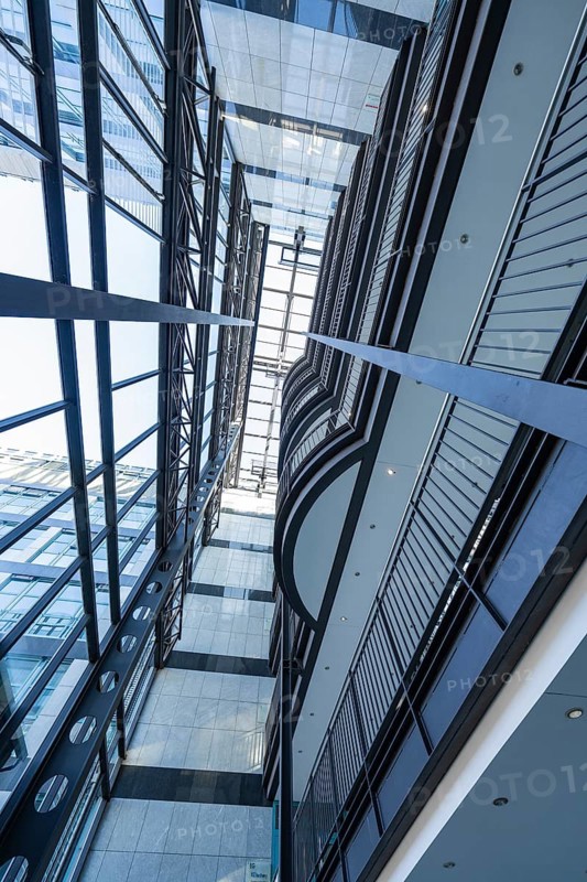 High staircase with glass and steel elements, Böblingen, Germany