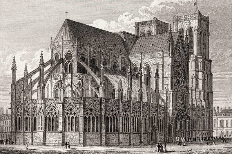 Notre-Dame de Paris, antique steel engraved print, 1831