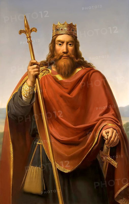 Clovis, Chlodovechus, Chlodwig I., Chlodowech, 466-511, King of the Franks of the Merovingian dynasty, digitally edited after François-Louis_Dejuinne