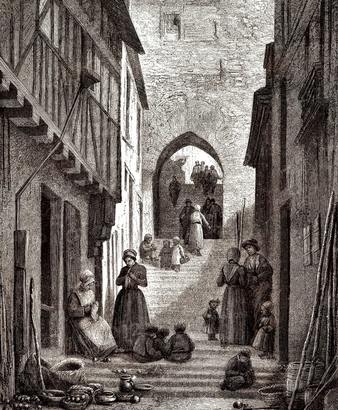 Alte Treppe L'escalier de grande poterne, Le Mans, Frankreich, Europa, 18. Jahrhundert