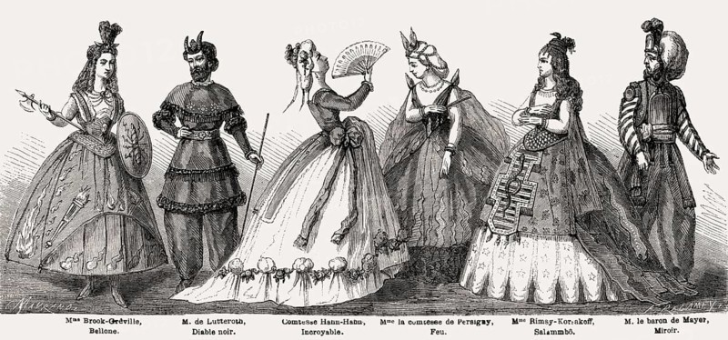 Fancy dress costumes, Ball with the comte Walewski, Paris, France, 19th-century
