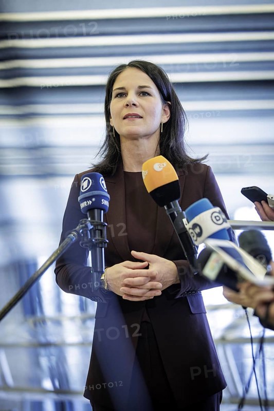 Annalena Bärbock, Federal Foreign Minister, gives a stake-out at the 55th session of the UN Human Rights Council in Geneva, 26 February 2024. Photographed on behalf of the Federal Foreign Office