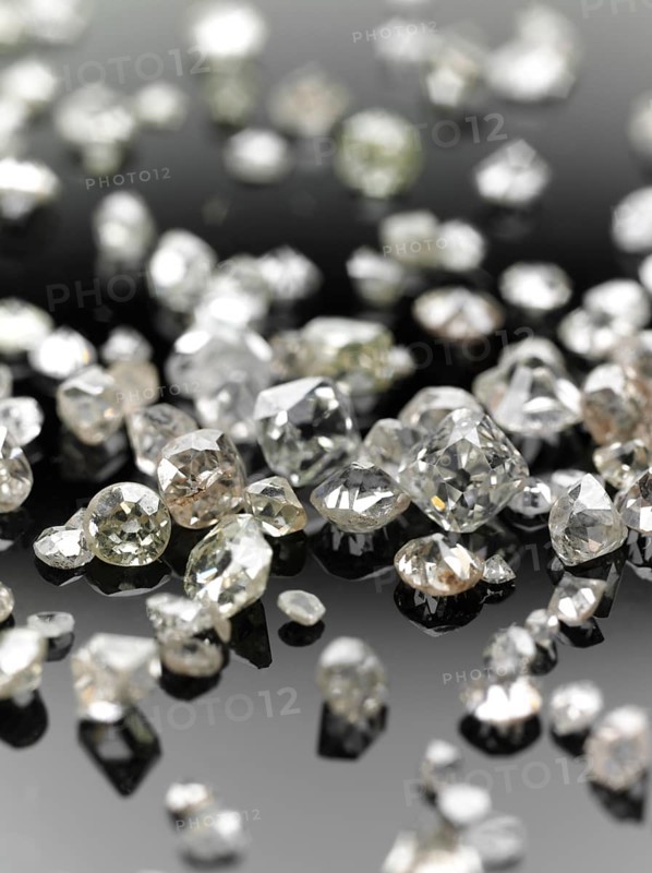 Many valuable diamonds, some rough, some cut, for further processing for the jewellery industry