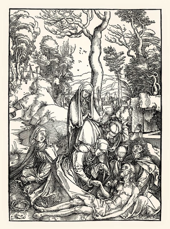 The Lamentation of Christ, Beweinung Christi, by Albrecht Dürer, 1498, digitally restored