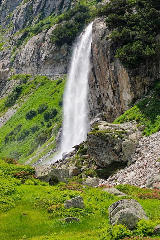 Wyssebach Falls plunges over a striking cliff, Canton of Bern, Switzerland